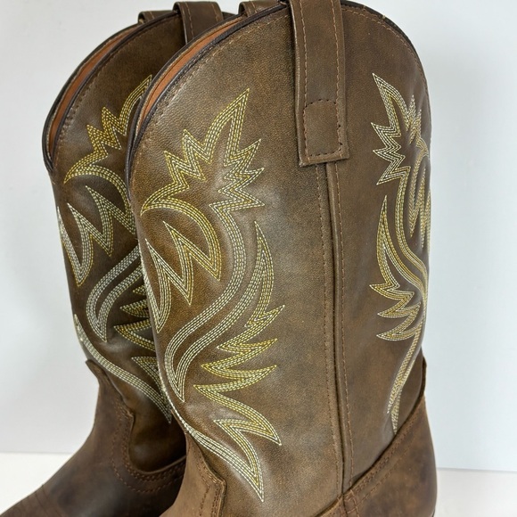 Laredo Boots Mens Brown Embroidered Leather Cowboy Western Outdoor Sz 9.5D #4212